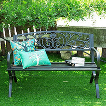 Panchina da Giardino per Esterno, Sedia con Seduta in Metallo e Veranda Panca con Schienale, Panca da Giardino Piazza Portico Percorso Cortile Prato Decor Sedia per 2-3 Persone