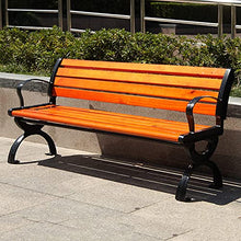 Panchine da giardino per terrazza all'aperto Panchina da giardino per il tempo libero, panchina da patio resistente alle intemperie con telaio in alluminio e legno massello anticorrosivo, panchine