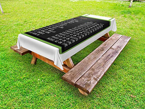 ABAKUHAUS Aeroporto Tovaglia da Esterno, Elenco dei voli Consiglio di partenza, Tovaglia da Picnic Lavabile Decorativa, 145 cm x 305 cm, Bianco Charcoal Grey