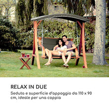blumfeldt Tahiti Hollywood - Altalena da Giardino, 2 Posti: 110x90cm, Tettuccio Parasole, Imbottitura Spessa 4cm, Materiali: Poliestere, Telaio: Legno Massello di Larice Satinato, Legno/Grigio