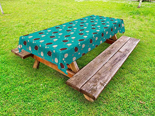 ABAKUHAUS Marino Tovaglia da Esterno, Tartarughe Stelle Marine e coperture, Tovaglia da Picnic Lavabile Decorativa, 145 cm x 265 cm, Scuro Seafoam Cioccolato