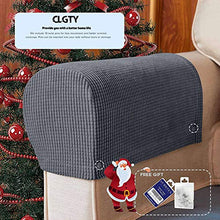 Elastico Copribraccioli per Poltrone per Divano, Elastico Jacquard Spandex Tessuto Copri Braccioli Protezione per Divano, con Twist Pins Antiscivolo Copridivano-Grigio B-2-Pezzi