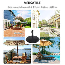 Outsunny Base per Ombrellone da Giardino in Cemento per Ombrelloni con Palo di Φ35mm, Φ38mm, Φ48mm, Nero Φ50x37cm