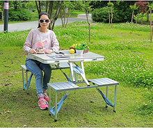 Tavolo da picnic all'aperto Tavolo da campeggio pieghevole all'aperto con 4 sgabelli monopezzo, tavolo da picnic pieghevole portatile, perfetto per la spiaggia, campeggio, picnic, cookouts Bbq Party T