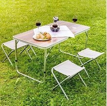 Tavolo da campeggio pieghevole con 4 sedie da giardino, 60 x 120 x 70 cm