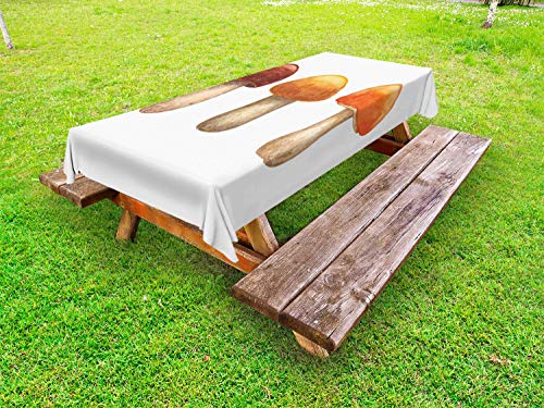 ABAKUHAUS Natura Tovaglia da Esterno, Tricolore Fungo Disegno, Tovaglia da Picnic Lavabile Decorativa, 145 cm x 265 cm, Redwood Arancione