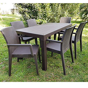 DIMAPLAST Set Tavolo e Sedie Poltrone da Giardino Rattan Resina Amalfi