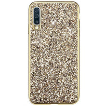 Saceebe Compatibile con Galaxy A70 Custodia Silicone TPU Paillettes Glitter Strass Silicone TPU Case PC Coperture [placcatura bordo] Bumper Case Ultra Sottile Antigraffio,oro&