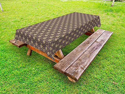 ABAKUHAUS Marocchino Tovaglia da Esterno, Oriental Classica, Tovaglia da Picnic Lavabile Decorativa, 145 cm x 305 cm, Warm Taupe Camel