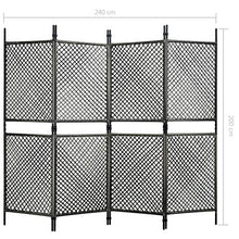 E E-NICES Paravento a 4 Pannelli in Polyrattan Antracite 240x200 cm