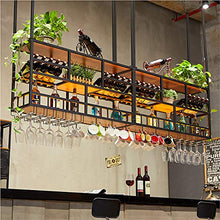FSGD Porta Bicchiere da Vino Creativo Porta Calice Alto Invertito semplicità Portabottiglie da Appendere a Soffitto per Cucina Bar Ristorante,with Light