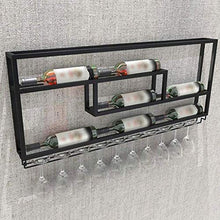 LLT Wine Rack, Della Novità Della Decorazione Della Parete Rack, Wine Rack Mensola Di Vetro Metallo Parete Dichiara 7 Bottiglie e 10 Calici Di Stoccaggio per Kitchen Bar Cantina