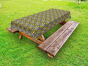 ABAKUHAUS Paisley Tovaglia da Esterno, Modernizzato Orientale Motif, Tovaglia da Picnic Lavabile Decorativa, 145 cm x 210 cm, Terra Giallo Pallido Taupe