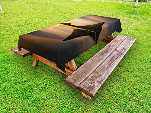 ABAKUHAUS Islanda Tovaglia da Esterno, Montagna e Sun riflessione, Tovaglia da Picnic Lavabile Decorativa, 145 cm x 265 cm, Multicolore
