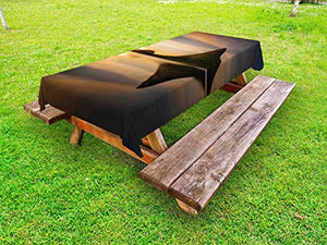 ABAKUHAUS Islanda Tovaglia da Esterno, Montagna e Sun riflessione, Tovaglia da Picnic Lavabile Decorativa, 145 cm x 265 cm, Multicolore