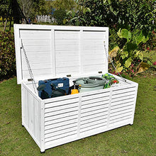 CFYP Scatola Portaoggetti da Giardino con Coperchio, Tronco Contenitore per Mobili da Esterno in Legno Impermeabile (Blu, Bianco)