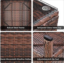 5 Set Di Mobili in Vimini Da Pezzi Patio, Sedia Salotto All'aperto, Posti A Sedere Rattan Sezione, Conversazione Con Chat Ottomano, Tavolino Caffè, Per Portico, Balcone Piscina, Prato, Giardino