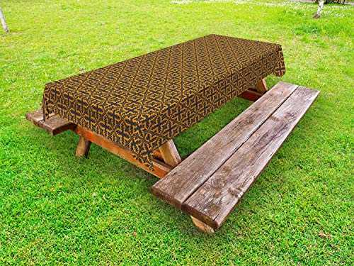 ABAKUHAUS Popolare Tovaglia da Esterno, Filiali semplicistico Azulejo, Tovaglia da Picnic Lavabile Decorativa, 145 cm x 210 cm, Arancione Scuro Viola Blu