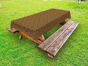 ABAKUHAUS Popolare Tovaglia da Esterno, Filiali semplicistico Azulejo, Tovaglia da Picnic Lavabile Decorativa, 145 cm x 210 cm, Arancione Scuro Viola Blu