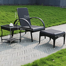 AAGYJ Set di 3 lettini Prendisole, sedie da Giardino e pedaliera e tavolino da caffè, portante da 550 libbre, Schienale Regolabile, sedie a Sdraio in Rattan reclinabili, per Cortile a Bordo Piscina