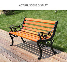 3 Posti Panca da Giardino In Legno da Esterno,Struttura In Ghisa E Legno Massello Anticorrosivo Schienale Panchina del Parco Panchine da Terrazza,Sedia da Veranda Resistente Alle Intemperie