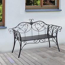 Outsunny Panca da Giardino Esterno Panchina Biposto da Giardino Esterno Metallo 131 × 51 × 90cm Nero