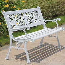GaoF Panchina da Esterno in Legno massello, panchina da Giardino nel Cortile con Schienale e braccioli, panchina da Giardino con Struttura in Acciaio anticorrosione e antiruggine