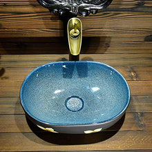 HEIFEN Lavabo in Porcellana sopra Counter Bacino Lavabo Arte Creativo Stile Classico Retro Lavabo Semplice Lavabo Bagno Balcone Ceramica Dimensioni 46 cm * 34 * 13 cm