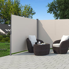 SONGMICS Doppia Tenda Laterale 1,6 x 6 m (A x L), Tenda Retrattile, Protezione Privacy, Paravento, Parasole, per Balcone Patio Terrazzo Giardino, Beige GSA320E