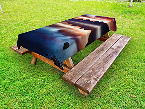 ABAKUHAUS Glacier National Park Tovaglia da Esterno, Tempo di Sera, Tovaglia da Picnic Lavabile Decorativa, 145 cm x 210 cm, Charcoal Grigio Multicolore