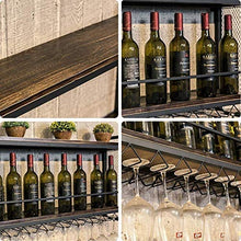 COLiJOL Portabottiglie Portabottiglie Portabottiglie in Legno a Parete in Stile Rustico Portabottiglie per Vino in Ferro Portabottiglie da Appendere a Parete in Legno Massello Espositore per Bicchier