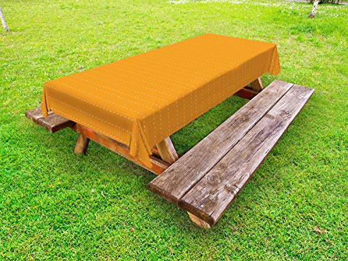 ABAKUHAUS Astratto Tovaglia da Esterno, Vertical trattini Raining, Tovaglia da Picnic Lavabile Decorativa, 145 cm x 210 cm, Arancione e Bianco