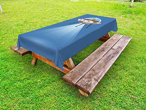 ABAKUHAUS Alieno Tovaglia da Esterno, Spaceship Extraterrestre, Tovaglia da Picnic Lavabile Decorativa, 145 cm x 265 cm, Viola Scuro Multicolor