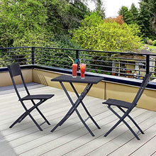 Outsunny Mobili da Giardino in Rattan Set 1 Tavolino e 2 Sedie da Giardino Pieghevoli 3pz Nero