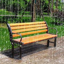 Panchina da giardino per terrazza, panca da giardino per esterni in legno massello da 2-3 posti, sedia da portico resistente alle intemperie, sedia da cortile in legno duro con struttura in ghisa, u
