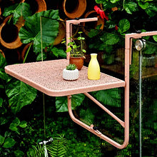 GHHZZQ Tavolo Pieghevole da Balcone Anti Ruggine Regolabile Tavolo da Patio Domestico Tavolo da Bar Sospeso Portafiori Pieghevole Utilizzare per Ringhiera (Color : Pink)
