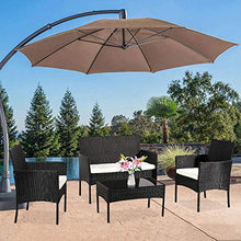 Shuishui - Set di mobili da giardino per soggiorno, balcone, 4 pezzi, colore: Nero