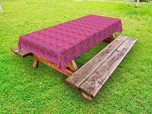 ABAKUHAUS Astratto Tovaglia da Esterno, Geometrico Triangoli Motif, Tovaglia da Picnic Lavabile Decorativa, 145 cm x 210 cm, Magenta Fucsia