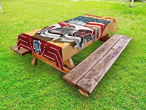 ABAKUHAUS Georgia Tovaglia da Esterno, Turistico Auguri Modello, Tovaglia da Picnic Lavabile Decorativa, 145 cm x 210 cm, Ardesia Blu Multicolor