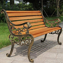 GaoF Panca da Giardino in Legno massello per Il Tempo Libero, Struttura in ghisa e panchina da Giardino in Legno massello Anti corrosione, panchina da terrazza retrò in Metallo massello di Metallo