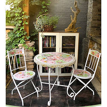 HZWZ Tavolo Laterale All'aperto, Tavolo da Patio A Mosaico, Piccolo Tavolo Finale All'aperto per Patio Giardino Balcone A Bordo Piscina con 2 Sedie (Ross),A