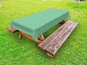 ABAKUHAUS Opera d'Arte Tovaglia da Esterno, Ripetitivo Geometric Retro, Tovaglia da Picnic Lavabile Decorativa, 145 cm x 305 cm, Shamrock Verde