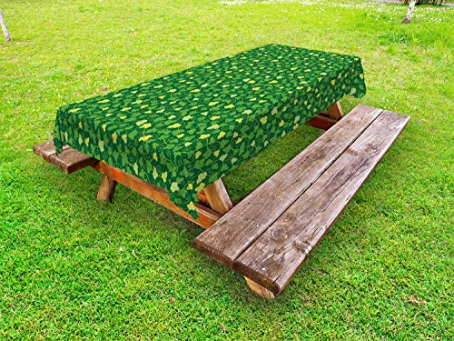 ABAKUHAUS Abstract Green Tovaglia da Esterno, Piante del Fumetto Ivy, Tovaglia da Picnic Lavabile Decorativa, 145 cm x 265 cm, Verde Verde Avocado