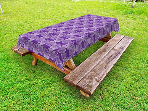 ABAKUHAUS Luna magia Tovaglia da Esterno, Monochrome Esoteric Art, Tovaglia da Picnic Lavabile Decorativa, 145 cm x 210 cm, Quarzo Bianco