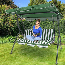 BAKAJI Dondolo da Giardino 3 Posti con Tetto Parasole Regolabile Struttura in Acciaio Seduta in Tessuto Oxford Dimensioni 170 x 110 x 153 cm (Verde)
