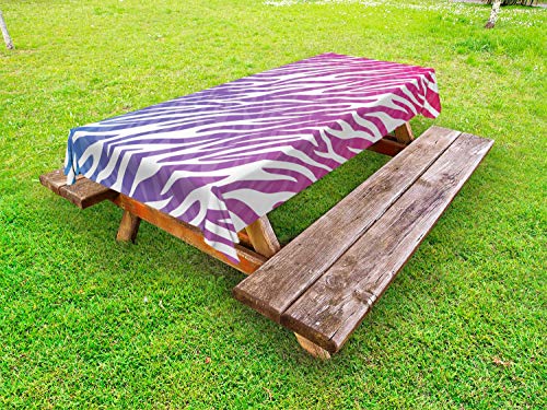 ABAKUHAUS Zebra Tovaglia da Esterno, Colorato e Strisce Opera, Tovaglia da Picnic Lavabile Decorativa, 145 cm x 305 cm, Rosa Fucsia