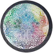 Fiore Mandala Design in stile orientale Pomelli per Porta Set di 4 Pomelli per Mobili Manopole per Cassetti Cucina Armadio Vetro