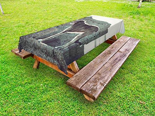 ABAKUHAUS Irish Wolfhound Tovaglia da Esterno, Hunter Cane al di Fuori, Tovaglia da Picnic Lavabile Decorativa, 145 cm x 210 cm, Scuro Taupe Grigio Avorio