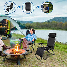 Todeco Sdraio per Giardino, Sedia Pieghevole A gravità Zero, 165 x 112 x 65 cm, Nero, Textilene, con Cuscino, Carico Massimo: 100 kg, Materiale: Acciaio