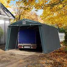 TOOLPORT Tendone Garage Premium 3,3 x 4,8 m Verde Scuro con Telo da ca. 500g/m² PVC, Costruzione Stabile in Acciaio, Garage per Moto